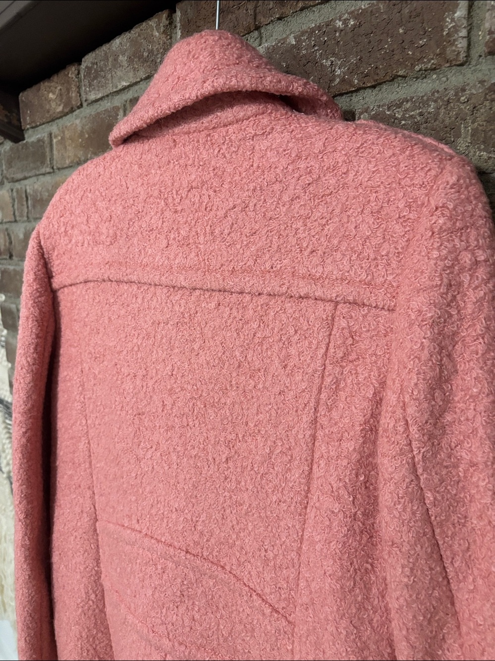 Loft Textured Wool Blend Moto Pea Coat Sutton Pink Size S NWT - Picture 7 of 16